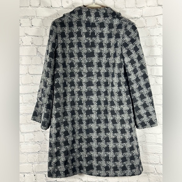 Charles Gray London Wool Blend Houndstooth Peacoat, Black And Grey, Size Small - Picture 2 of 8